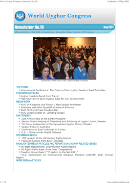 World Uyghur Congress Newsletter No.10 Published: 10 May 2011