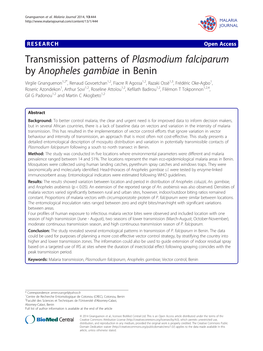 Transmission Patterns of Plasmodium Falciparum by Anopheles Gambiae