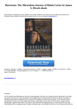 Hurricane: the Miraculous Journey of Rubin Carter by James S. Hirsch Ebook
