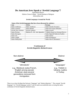 Yiddish Influences on Jewish English, 1920-2002