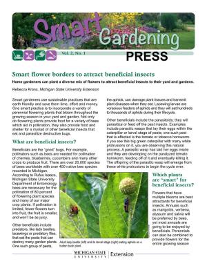 Smart Flower Borders to Attract Beneficial Insects Home Gardeners Can Plant a Diverse Mix of Flowers to Attract Beneficial Insects to Their Yard and Gardens