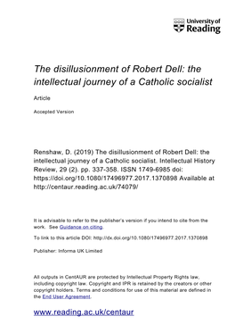 The Disillusionment of Robert Dell: the Intellectual Journey of a Catholic Socialist