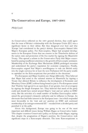 The Conservatives and Europe, 1997–2001 the Conservatives and Europe, 1997–2001