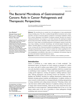 The Bacterial Microbiota of Gastrointestinal Cancers: Role in Cancer Pathogenesis and Therapeutic Perspectives