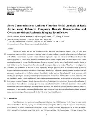 Ambient Vibration Modal Analysis of Rock
