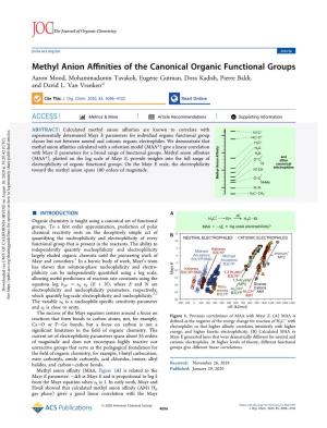 Methyl Anion Affinities of the Canonical Organic Functional Groups