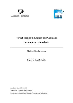 Vowel Change in English and German: a Comparative Analysis
