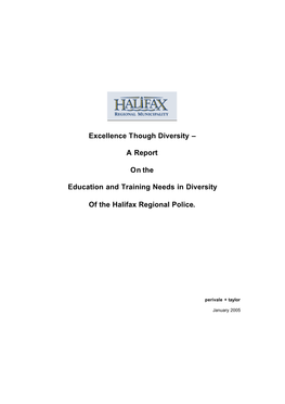 A Report on the Education and Training Needs in Diversity of the Halifax Regional Police