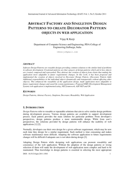Abstract Factory and Singleton Design Patterns to Create Decorator Pattern Objects in Web Application