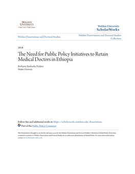 The Need for Public Policy Initiatives to Retain Medical Doctors in Ethiopia