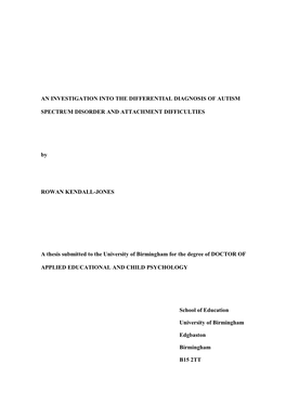An Investigation Into the Differential Diagnosis of Autism Spectrum