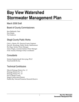 Bay View Watershed Stormwater Management Plan March 2006 Draft Board of County Commissioners