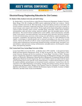 Electrical Energy Engineering Education for the 21St Century