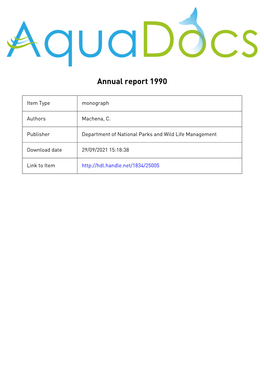 Lake Kariba Fisheries Research Institute Project Report Number 67