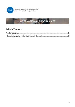 Table of Contents Master's Degree 2 Scientific Computing • University of Bayreuth • Bayreuth 2