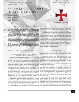 ORDER of CHRIST and the AGE of DISCOVERY Barbara Juršič OSMTH Slovenia Ajsi.Disi@Gmail.Com VK202101VIIICC04