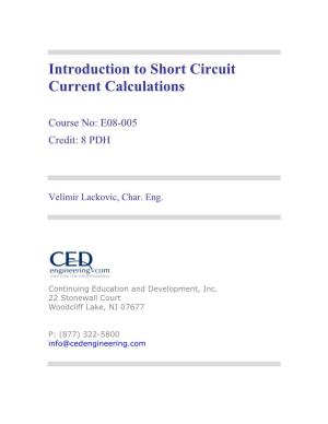 Introduction to Short Circuit Current Calculations