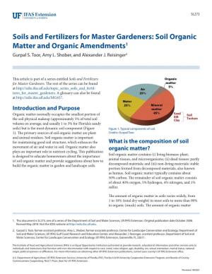Soils and Fertilizers for Master Gardeners: Soil Organic Matter and Organic Amendments1 Gurpal S