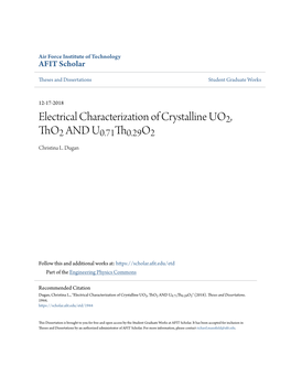 Electrical Characterization of Crystalline UO 2 , Tho 2 and U