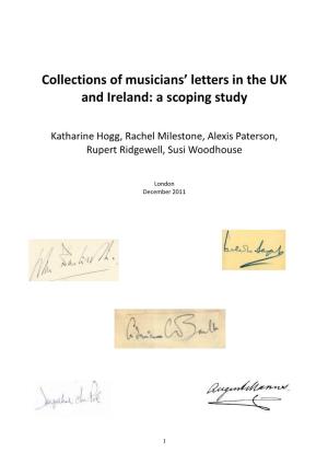 Collections of Musicians' Letters in the UK and Ireland: a Scoping Study