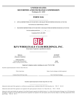 BJ's Wholesale Club Holdings, Inc. on July 2, 2018, BJ's Wholesale Club Holdings, Inc