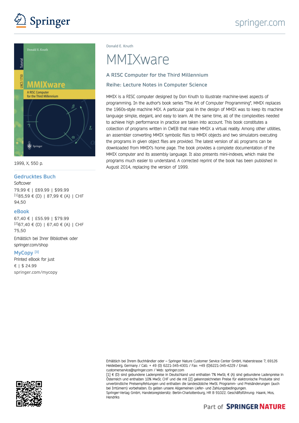 Mmixware a RISC Computer for the Third Millennium Reihe: Lecture Notes in Computer Science