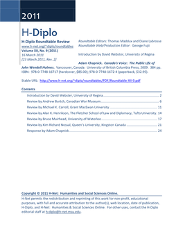 H-Diplo Roundtables, Vol. XII, No. 9