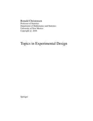 Topics in Experimental Design