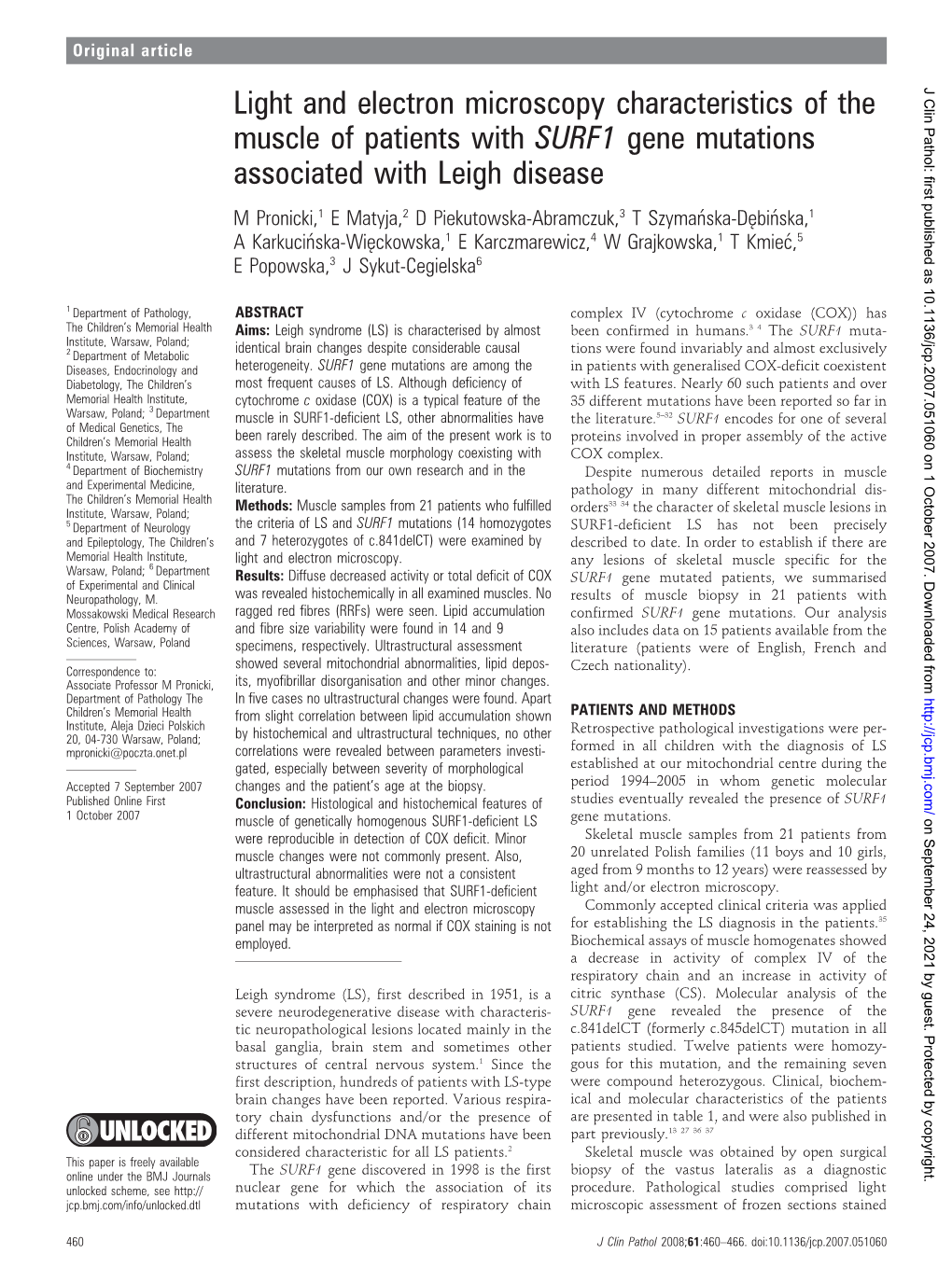 Light and Electron Microscopy Characteristics of the Muscle Of