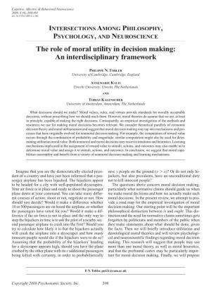 The Role of Moral Utility in Decision Making: an Interdisciplinary Framework