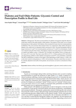 Diabetes and Frail Older Patients: Glycemic Control and Prescription Proﬁle in Real Life