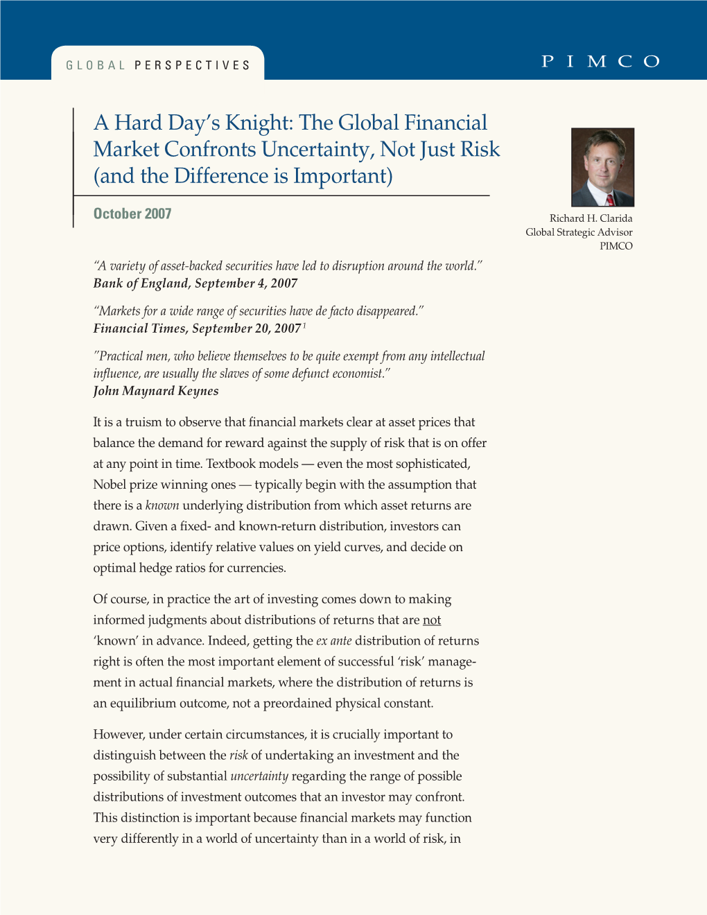 A Hard Day's Knight: the Global Financial Market Confronts