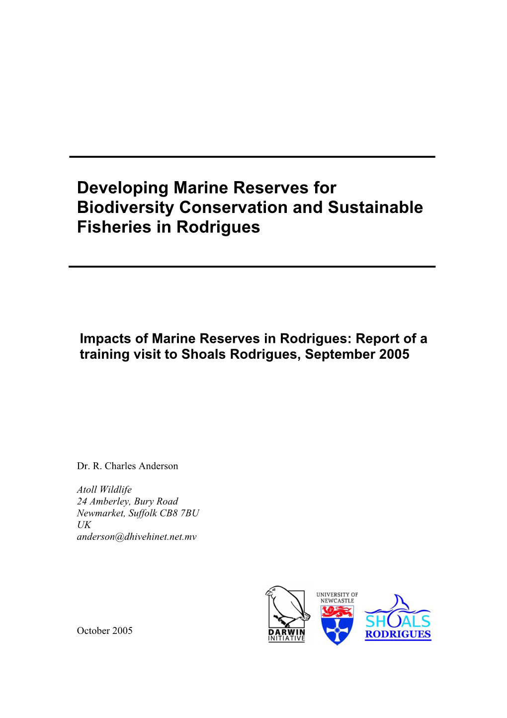 Developing Marine Reserves for Biodiversity Conservation and Sustainable Fisheries in Rodrigues