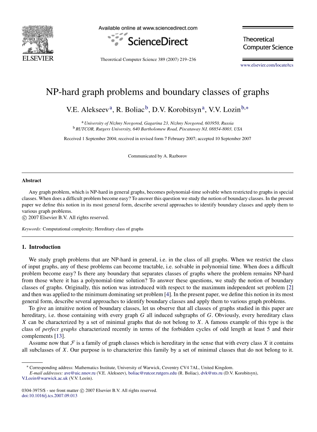 NP-Hard Graph Problems and Boundary Classes of Graphs