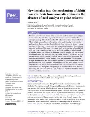New Insights Into the Mechanism of Schiff Base Synthesis from Aromatic Amines in the Absence of Acid Catalyst Or Polar Solvents