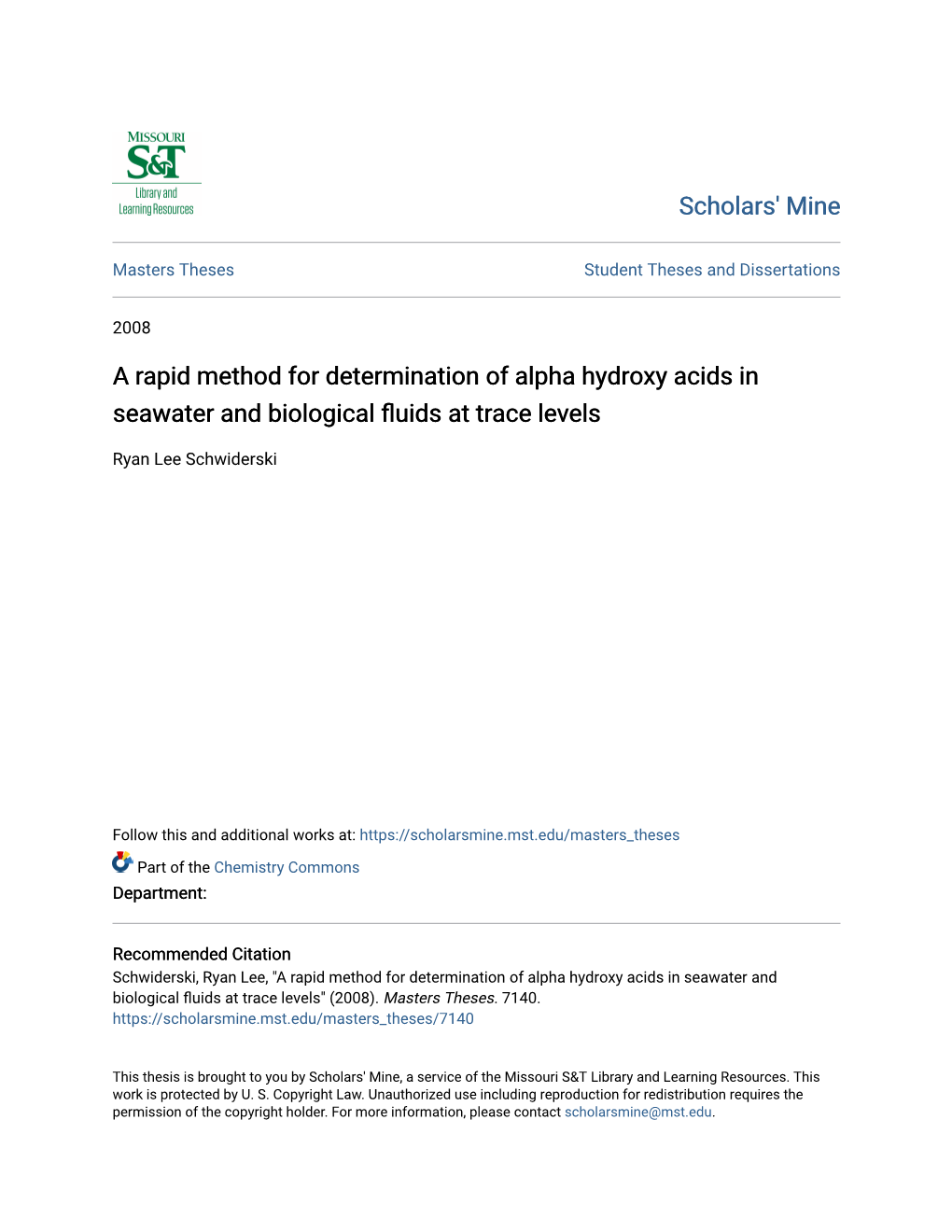 A Rapid Method for Determination of Alpha Hydroxy Acids in Seawater and Biological Fluids at Trace Levels