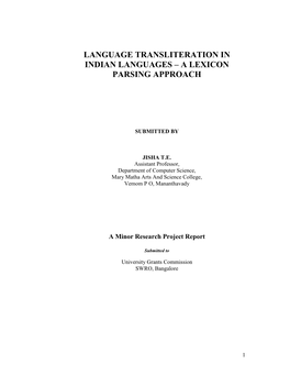 Language Transliteration in Indian Languages – a Lexicon Parsing Approach