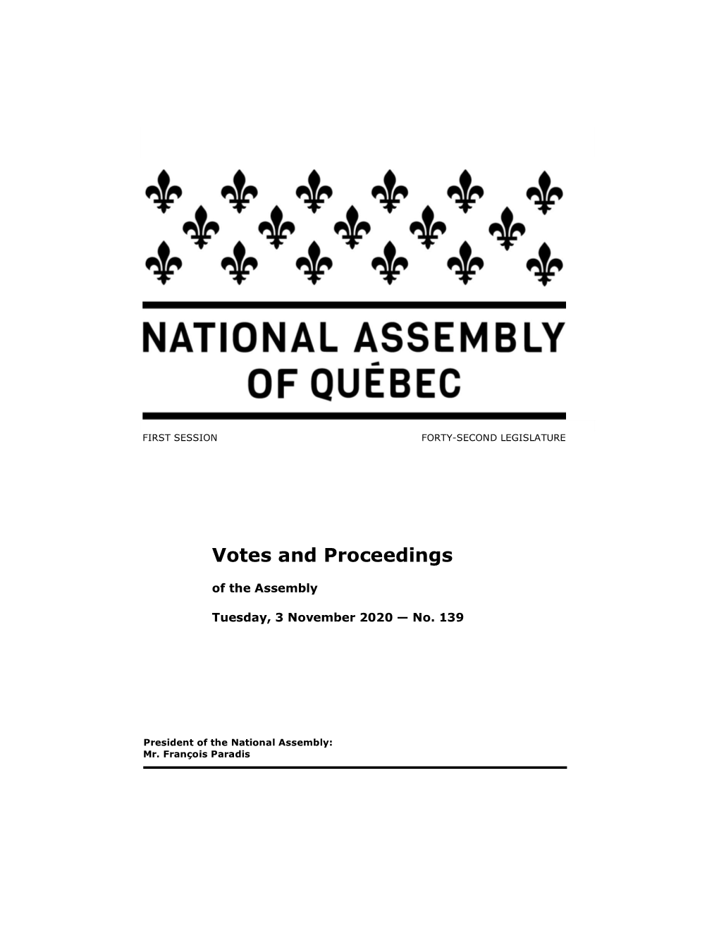 Votes and Proceedings of the Assembly