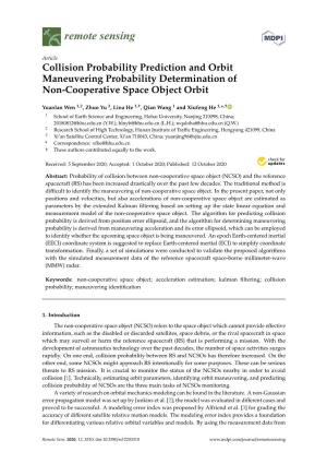 Collision Probability Prediction and Orbit Maneuvering Probability Determination of Non-Cooperative Space Object Orbit