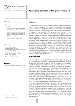 Aggressive Behavior in the Genus Gallus Sp1