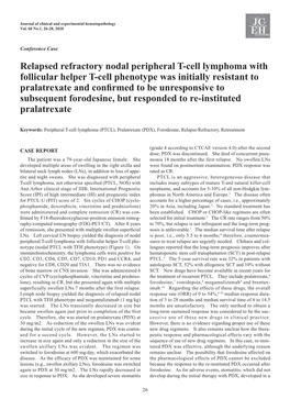 Relapsed Refractory Nodal Peripheral T-Cell Lymphoma with Follicular