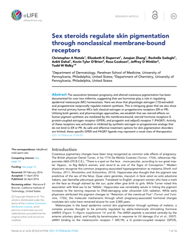 Sex Steroids Regulate Skin Pigmentation Through Nonclassical