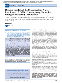 Defining the Role of the Urogynecology Nurse Practitioner: a Call to Contemporary Distinction Through Subspecialty Certification