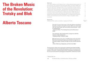 The Broken Music of the Revolution: Trotsky and Blok Alberto Toscano