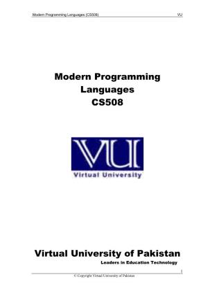 Modern Programming Languages CS508 Virtual University of Pakistan