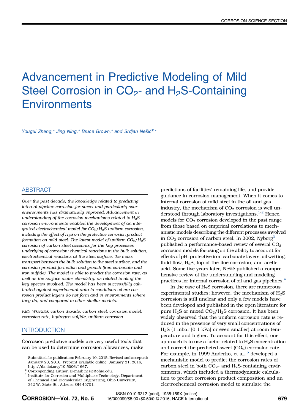 Advancement in Predictive Modeling of Mild Steel Corrosion in CO2- and H2S-Containing Environments