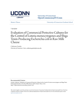 Evaluation of Commercial Protective Cultures for the Control of Listeria