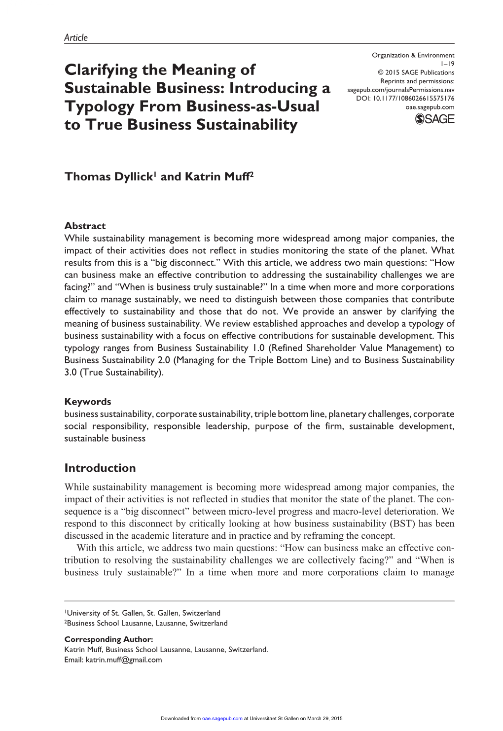 Clarifying the Meaning of Sustainable Business