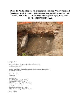 Phase IB Archaeological Monitoring for Housing Preservation
