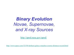 Binary Evolution Novae, Supernovae, and X-Ray Sources